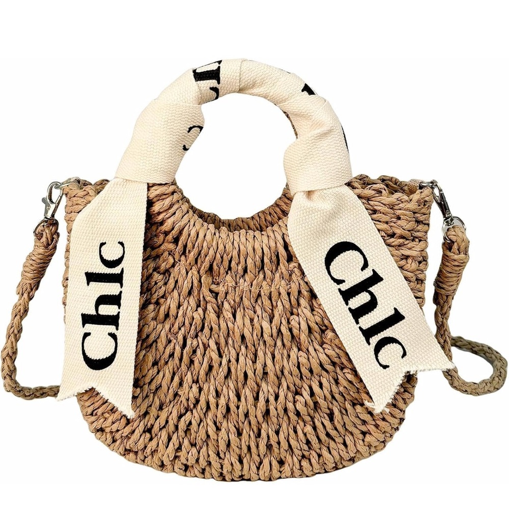 Chic Tan Woven Shoulder Bag